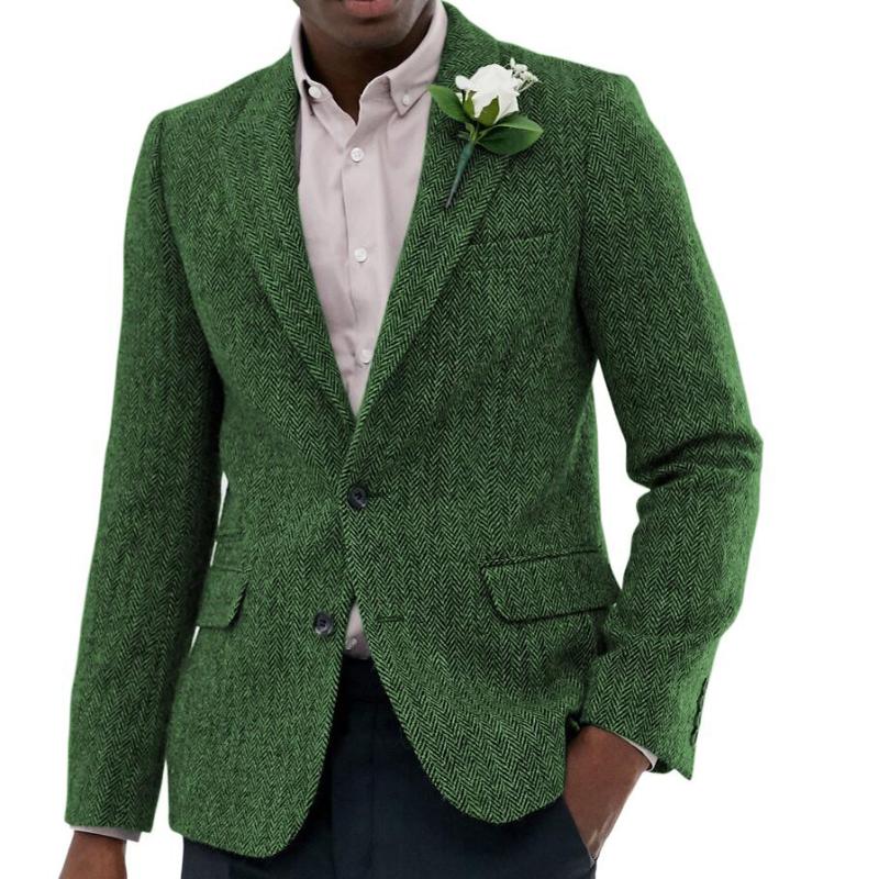 

Formal Jacket Men' Wool Suits Bussiness Prom Green Tuxedos One Piece Herringbone Patterned Blazer for Wedding Groomsmen, Light blue