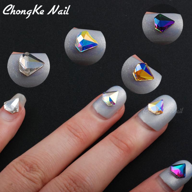 

Hisenlee 10Pcs 7mm DIY Nail Art Decorations Glitter Rhinestones Glass Flame Colorful AB Stones Diamond Shape For 3D Nails N10054