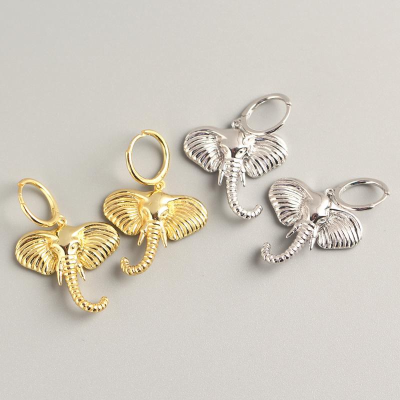 

925 Sterling Silver Small Hoop Huggie Earrings for Women Cute Elephants Fine Jewelry Girl Party Accessories