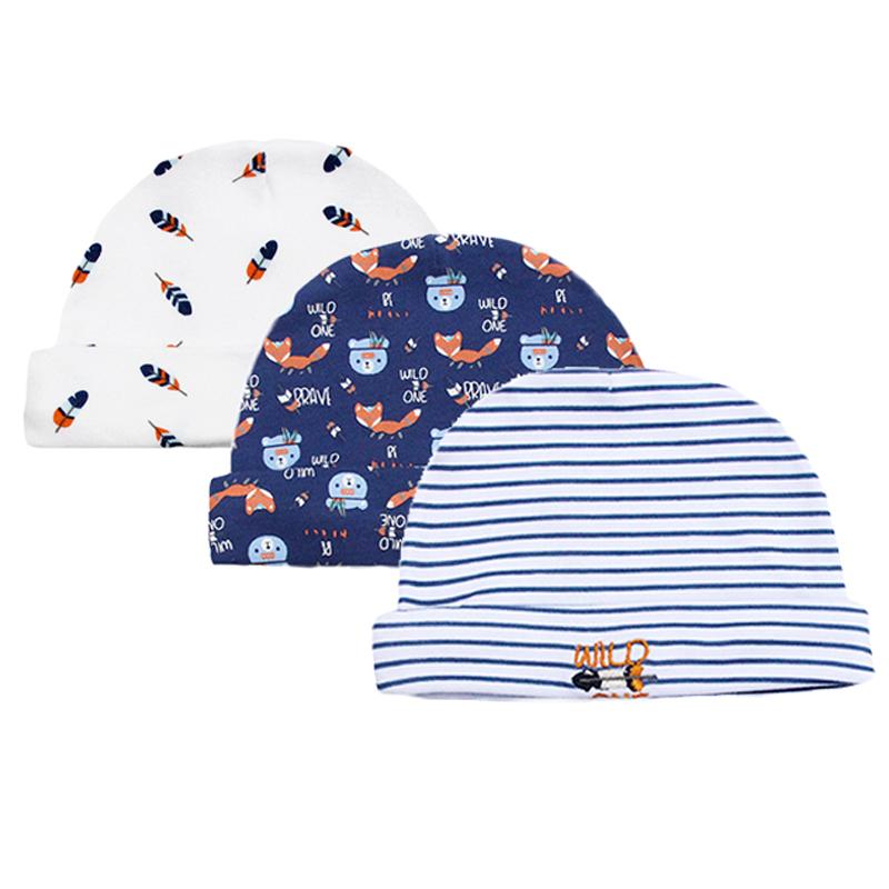 

3 pack Newborn Baby Bonnet Infant Accessories 100 % Cotton Fashion Boy Baby Hats & Caps, Blue