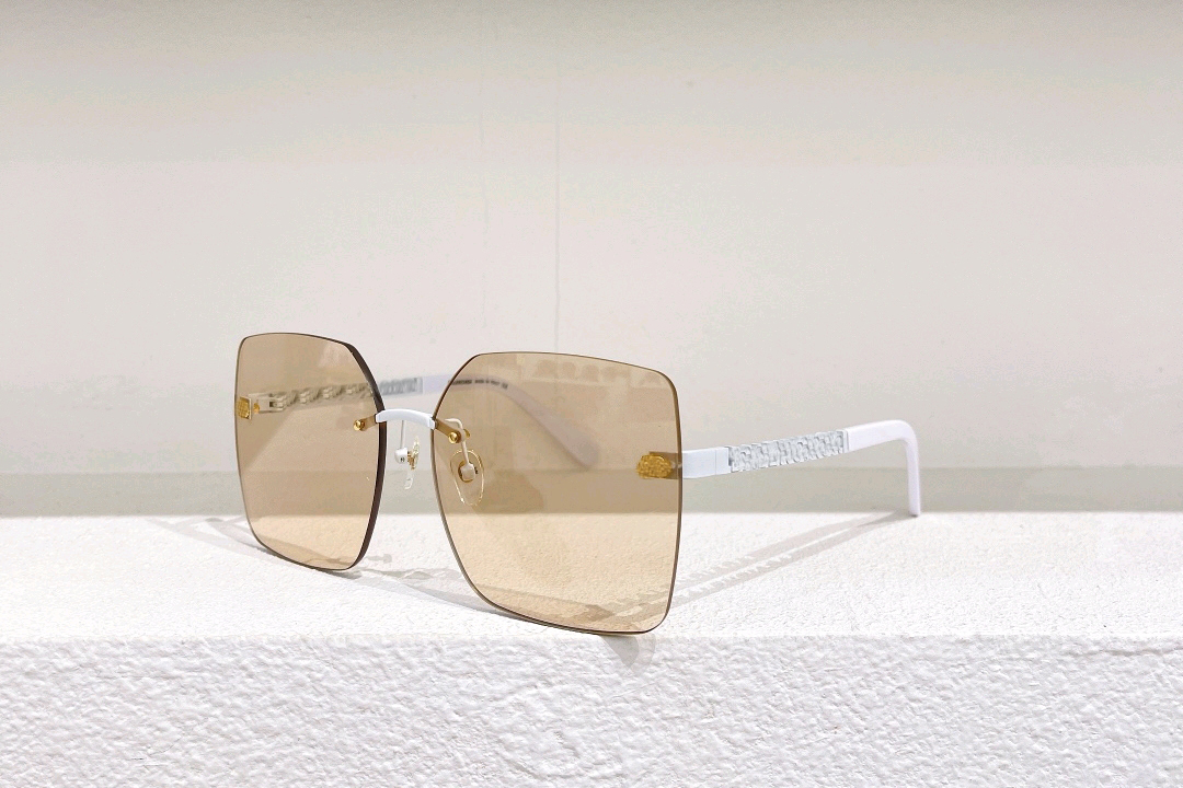 

Women Rimless Square Sunglasses White Nude Lens 0312 Women Fashion Sun Shades Glasses Summer with Box