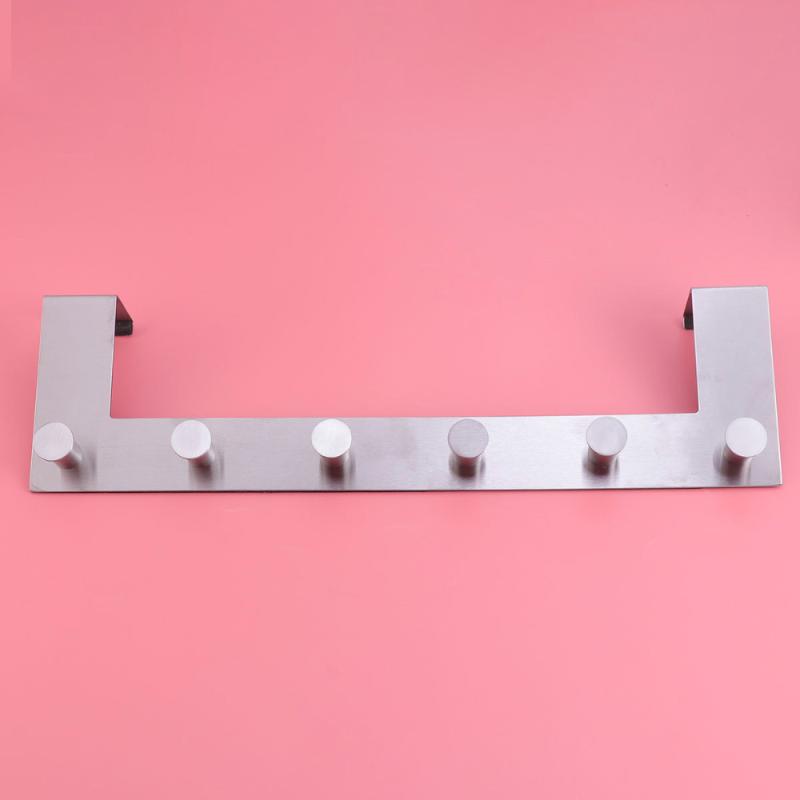 

Stainless Steel Over the Door Hooks Hagner Rack Clothes for Cloth Pants Hat Towel (6-Hook