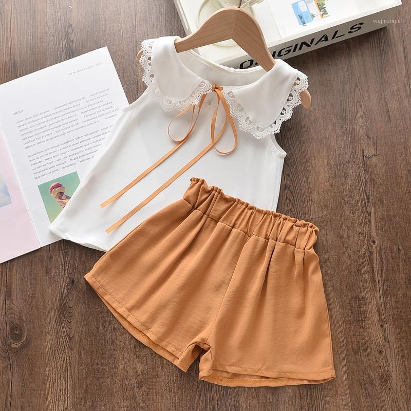 

Keelorn Girls Clothes Set Sweet Summer Girls Suit Sleeveless Doll Collar Top+Chiffon Bowknot Pants 2Pcs Casual Children Outfit1, Az2121 white