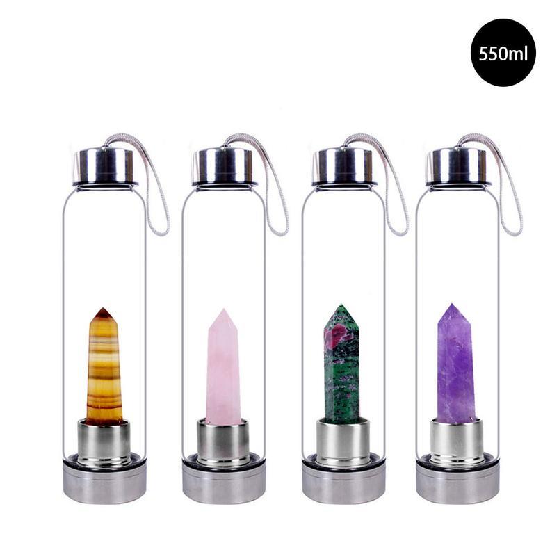 

Natural Quartz Gemstone Glass Water Bottle Direct Drinking Glass Cup Crystal Stone Obelisk Healing Wand Bottle Accesso bbyqqR, See options