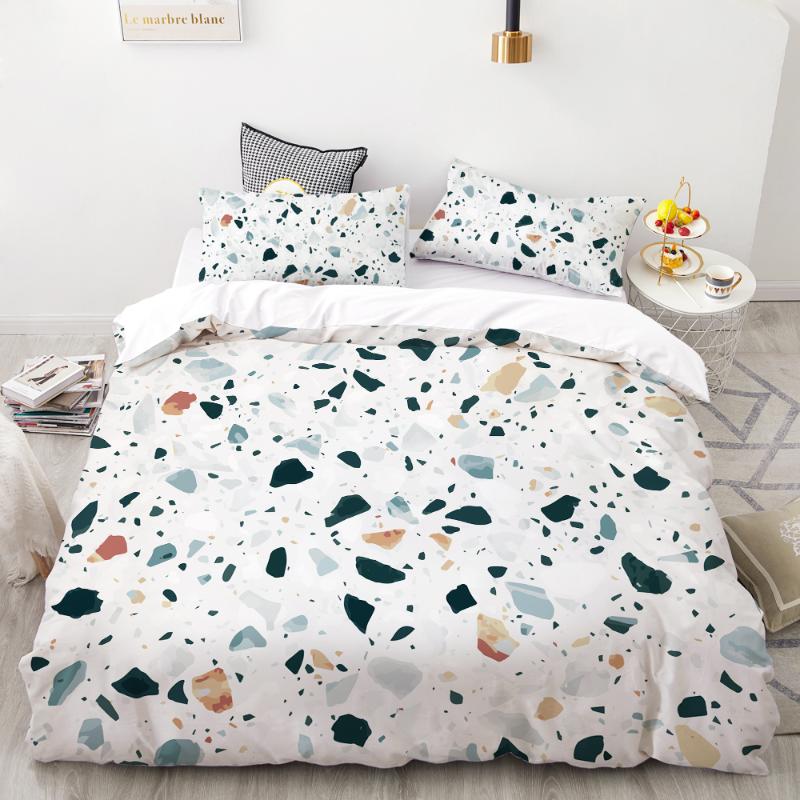

3D HD Digital Printing Custom Bedding Set,Duvet Cover Set Double Queen Cal King,Wedding Bedclothes Green Marble Drop Shipping, 04