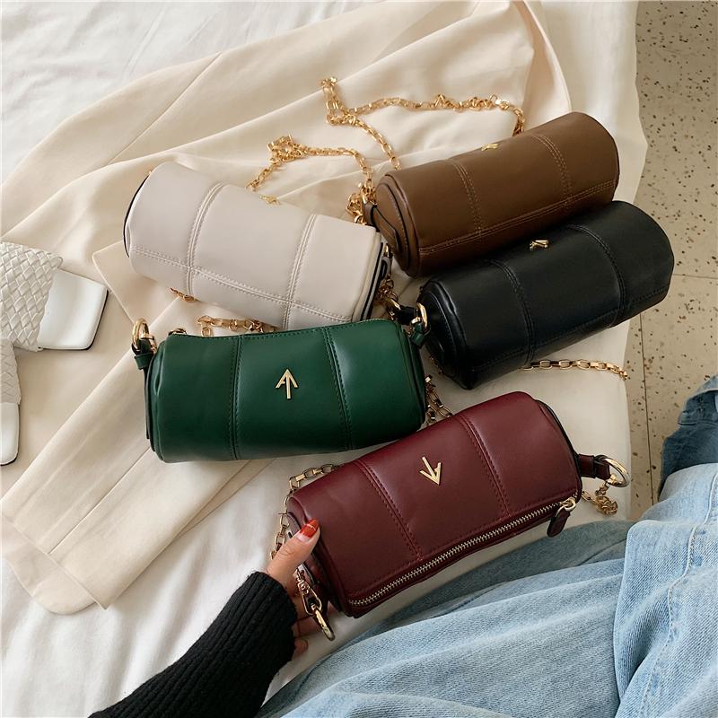 

2021 Fashion Luxury Women Shoulder Underarm Bag Lady Casual Messenger Handbag Female Burgundy Crossbody Barrel Shaped Bags, Black