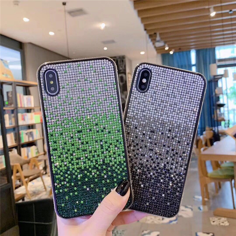 

For iphone 12 mini 11 pro xr x xs max 8 7 6 plus Rhinestone phone Case fashion premium luxury bling Glitter shockproof case girl DHL free, Green