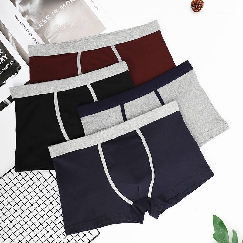 

4pcs/lot Boxer Men Underwear cotton trunks Male Underwear Men Boxershorts Teens boxer trunks vetement homme Underpants1, Color-1