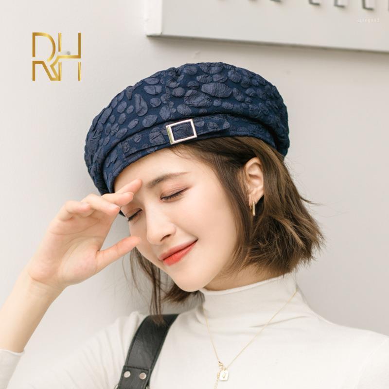 

Berets Breathable Lace Flower Beret Female Korean Casual Sunscreen Sun Hat Outdoor Travel Cap Solid Dome Soft Fashion Boina RH1, White