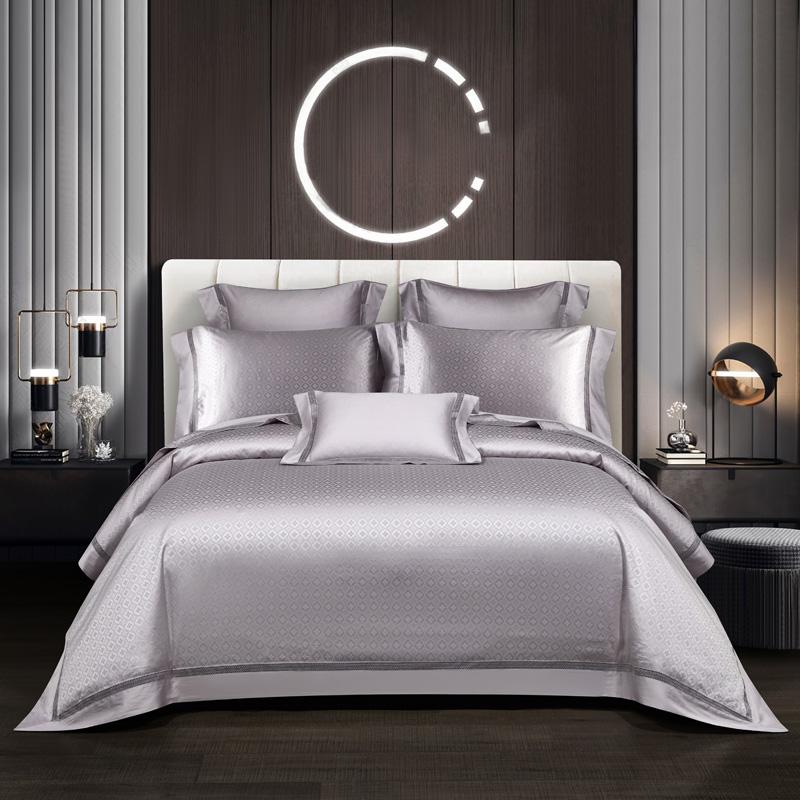 

2021 Luxury Silk Cotton Jacquard Delicate Bedding Set Shining Duvet Cover Sets Bed Sheet Pillowcases Queen King 4/6/7Pcs Size, Ald4