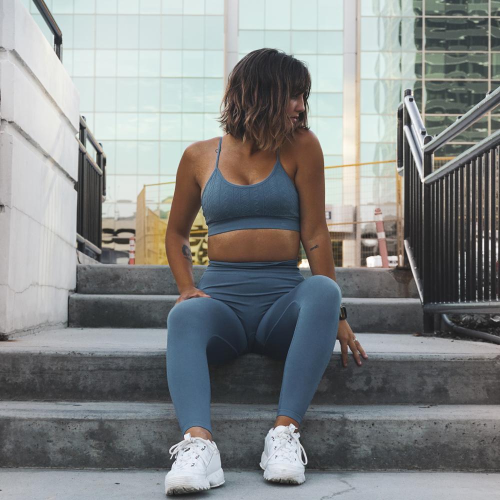 

2021 New Women Flowing Seamless Sport High Impact Sports Bra Kisw, Blue