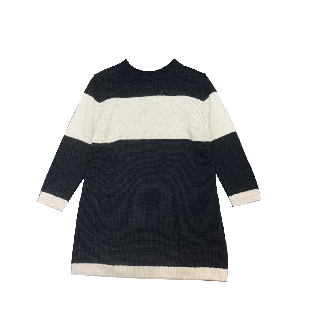 

2020 New Autumn Soft Striped Letter Sweater Girls, Black and white
