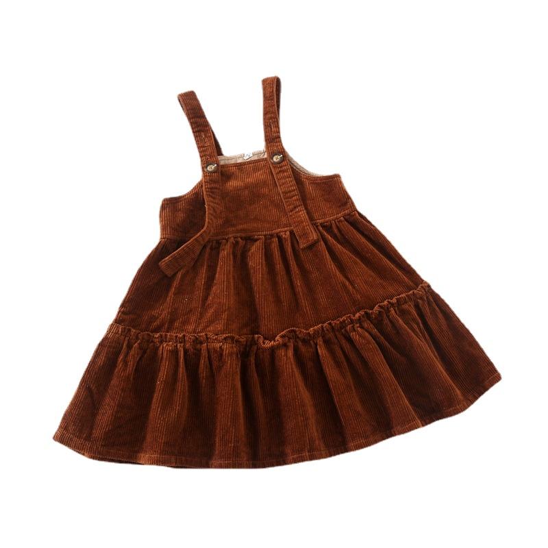 

Girl's Dresses 12M To 6 Years, Girls Autumn Midi Dress 2022 Children Clothes Baby Kids Princess Corduroy Suspender Ruffles Jumper,#6448, Red;yellow