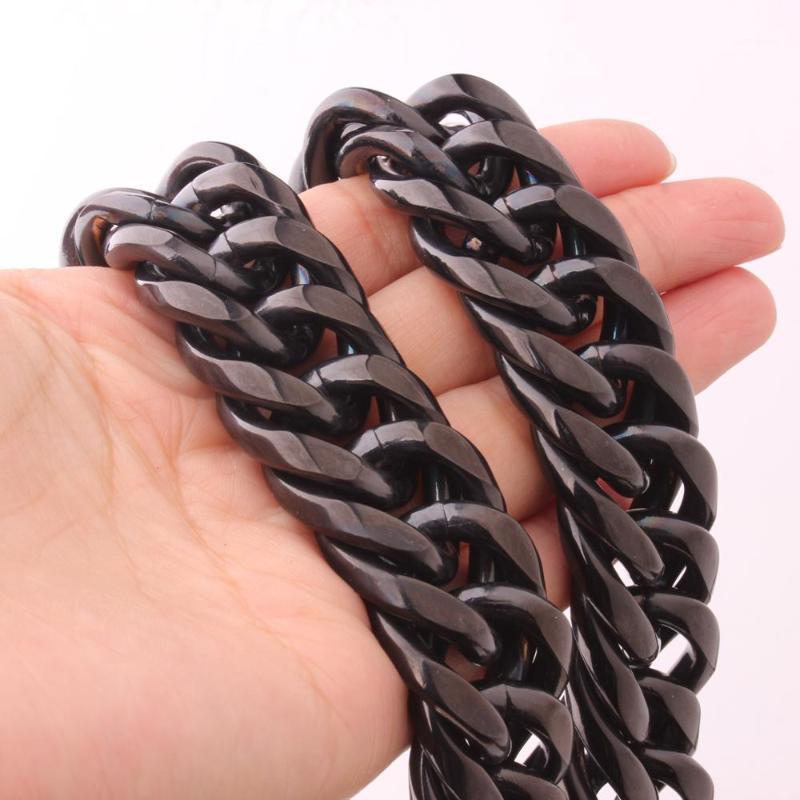 

9/11/13/16/20/22mm New Fashion Men's Black Tone 316L Stainless Steel Curb Cuban Link Chain Necklace Jewelry Gift1