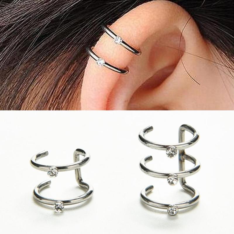 

Fashion Earrings Jewelry Unisex New Punk Rock Ear Clip Cuff Wrap Earrings No Piercing-Clip Hollow Cartilage