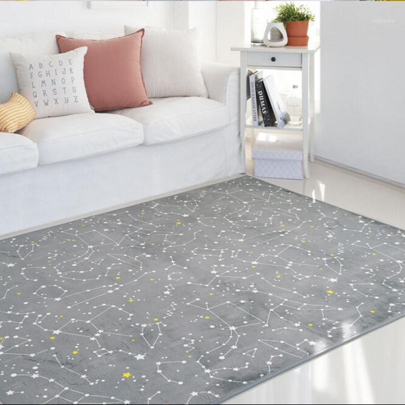 

Night Sky Star Printed Area Rugs Nordic Grey White Carpets For Living Room Sofa Table Bedside Bedroom Non-Slip Floor Mats1, Carpet1