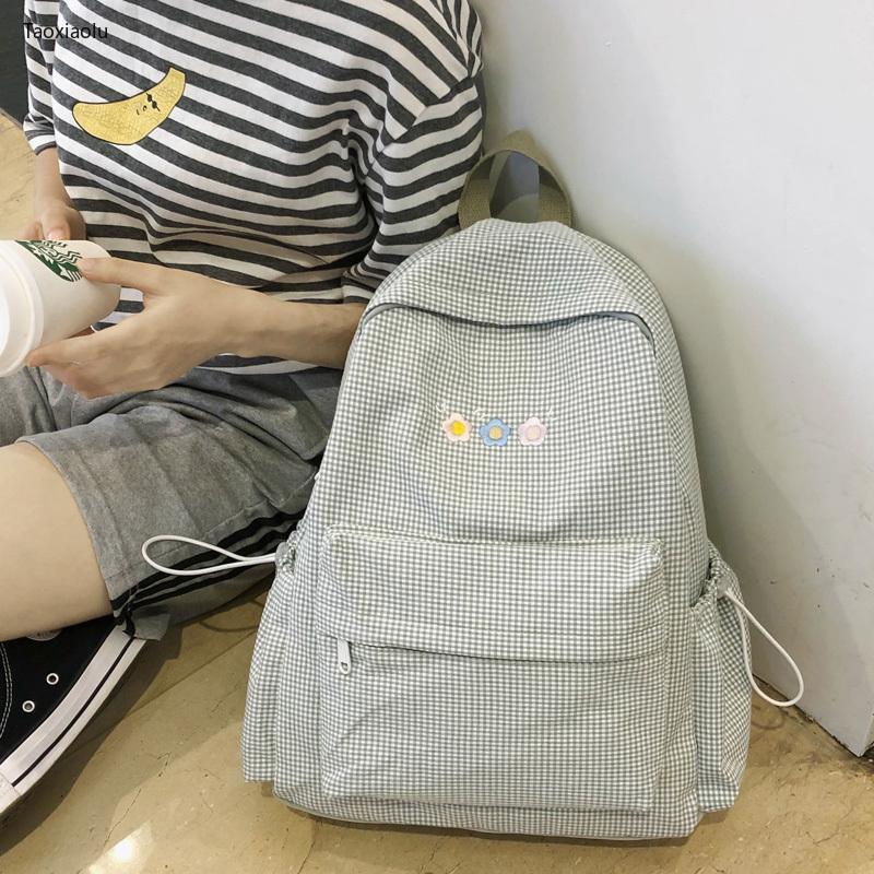 

DCIMOR New Plaid Women Backpack Female Embroidery Schoolbag For Teenager Girls High Quality Travel Backpack Book Bag Mochilas, Green