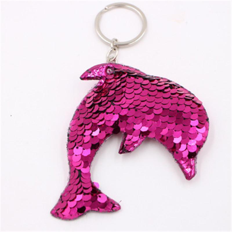 

New Dolphin Cute Sequin Keychain Pendant Color Reflective Material Bag Pendant Custom Gift Wholesale1