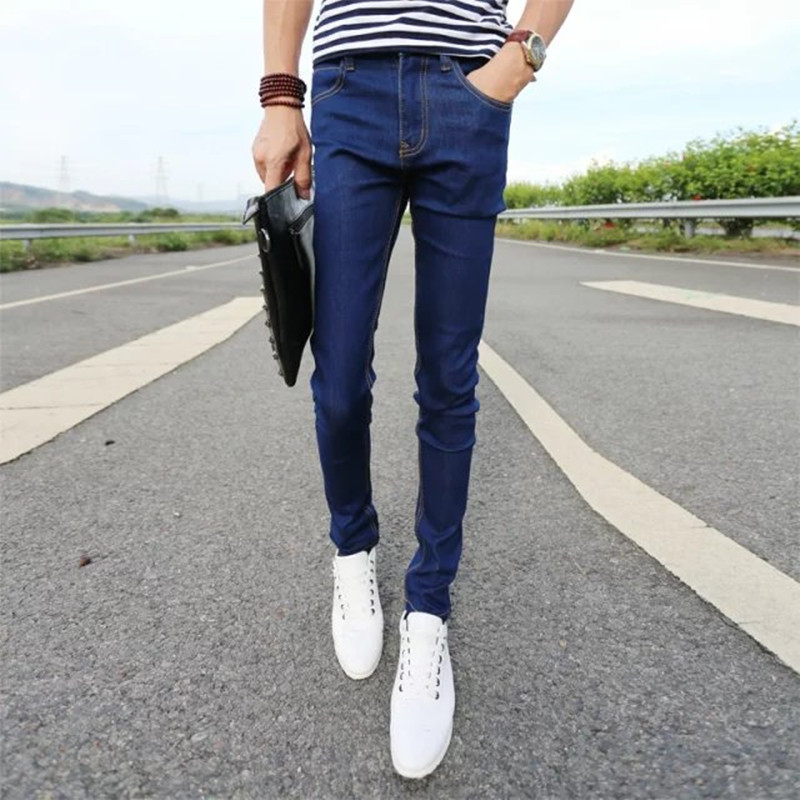 

male trousers slim pencil pants boys jeans skinny pants casual trousers men jeans spring and autumn, Black