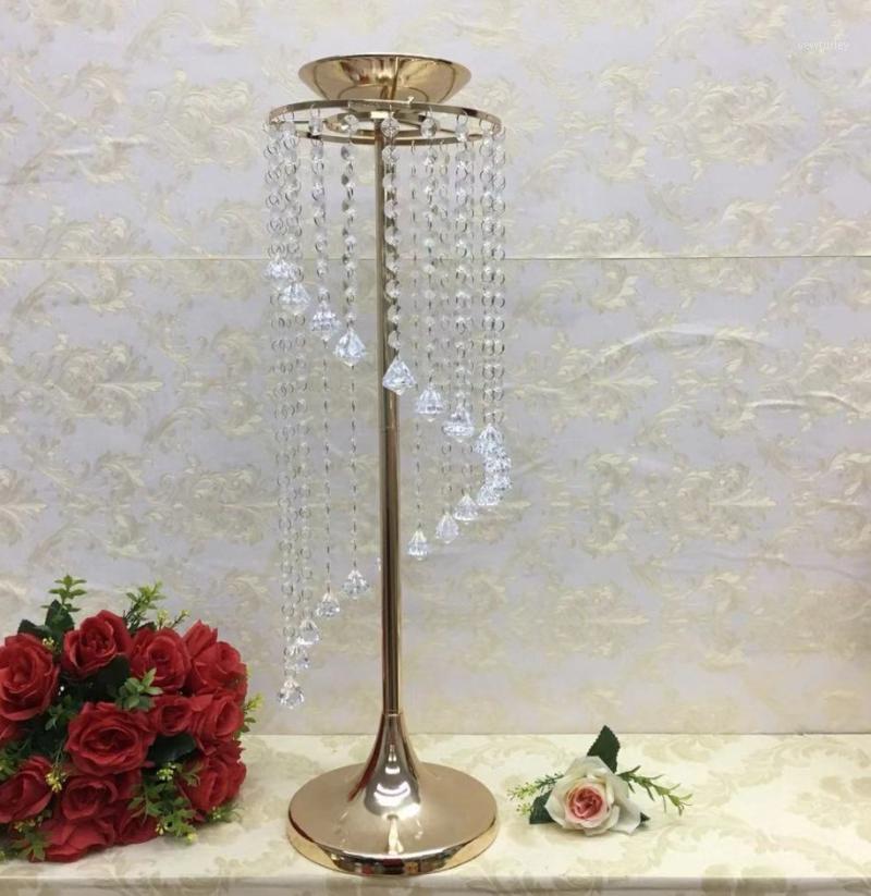 

silver Gold Crystal Wedding Centerpiece party backdrops props crystal candle holder Table Flower Banquet metal rack Decoration1