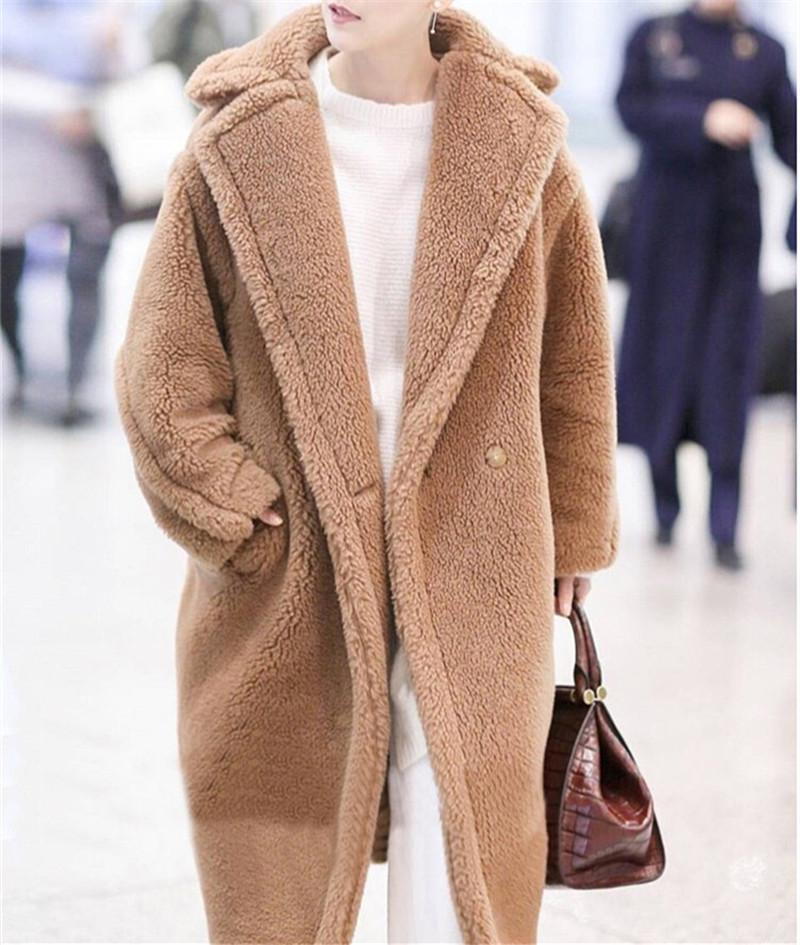 

Faux sheep shearing coat 2021 winter new women' Composite wool lamb jacket Korean mid-length thick warm Faux fur overcoat, Red