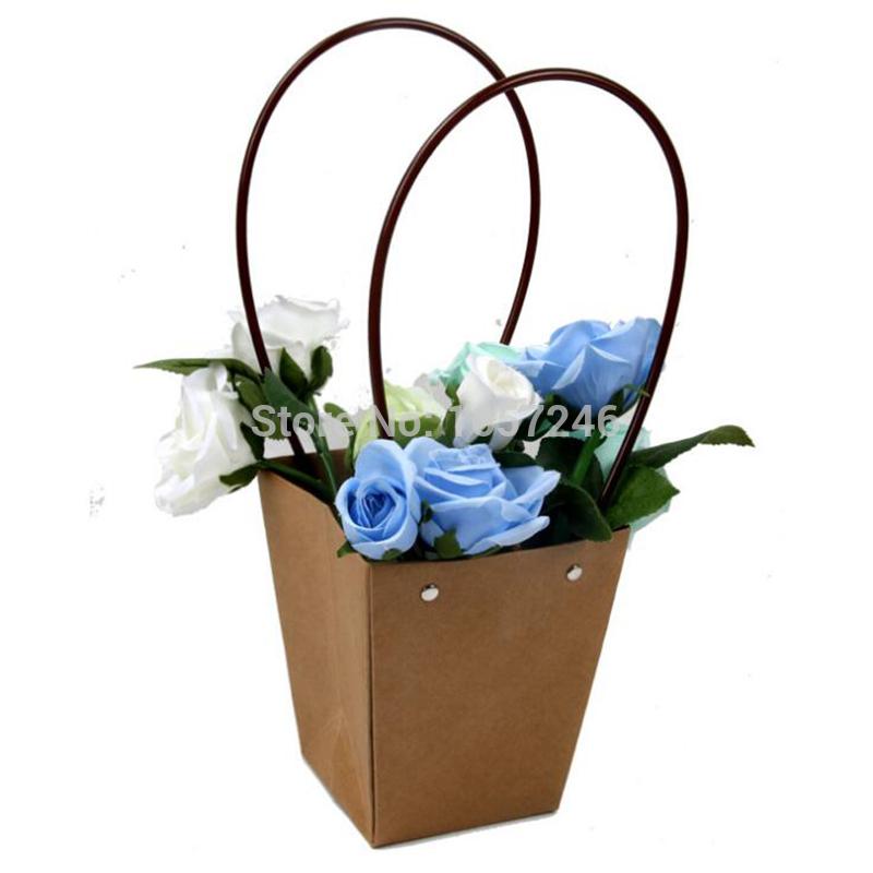 

50pcs Kraft Paper Bag DIY Valentine's Day Flower Wrapping Box Gift Packing Box Bouquet Florist Supplies Wedding Decoration