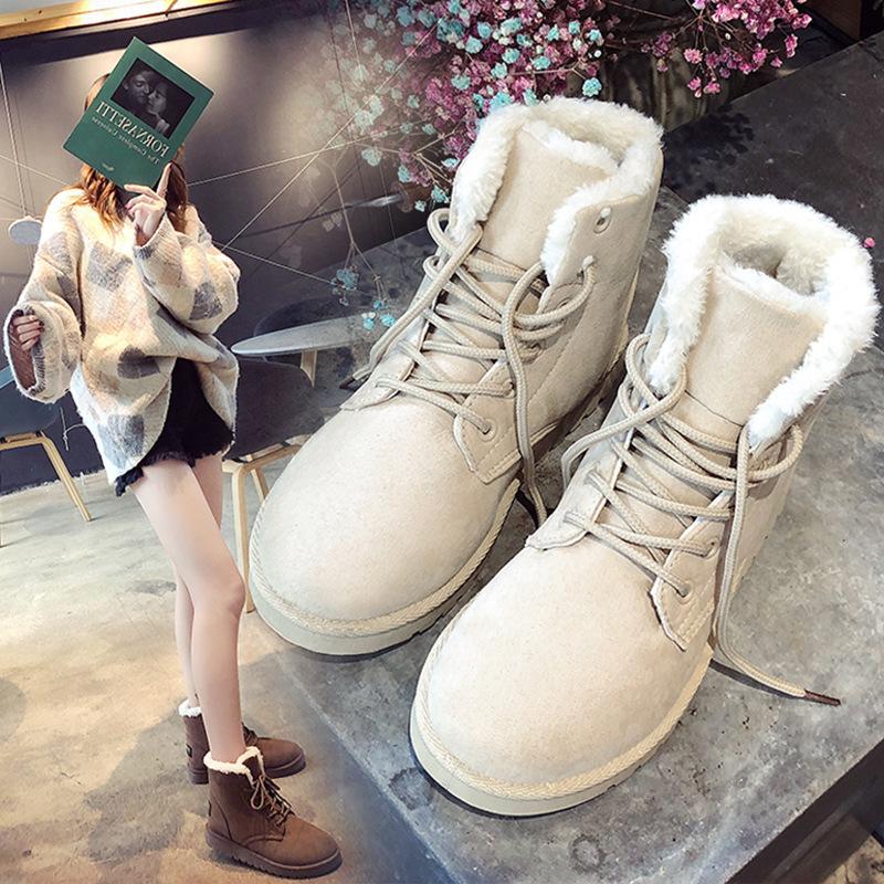 

2020 winter new style Korean snow boots women plus velvet short boots women cotton shoes casual warm, Beige