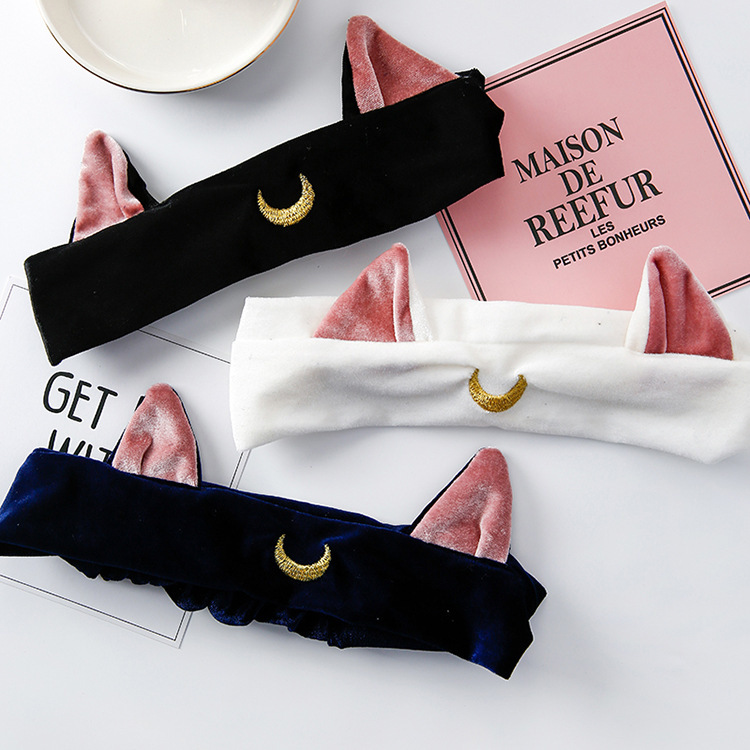 

Sailor Moon Luna Cat Ears Band Hair Accessory Headband Anime Cosplay Cute Washing Face Clean Makeup Tool Lolita Headwear