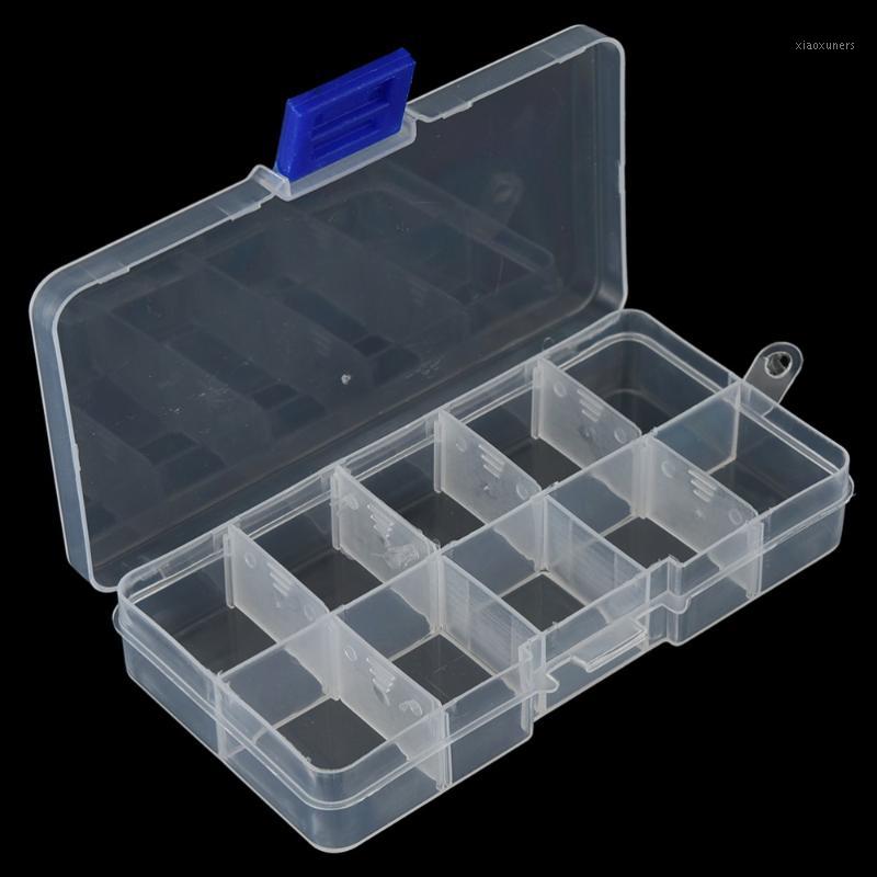 

Wholesale- 1Pcs Fishing Lure Hook Bait Storage Adjustable 10 Compartments Plastic Fishing Tackle Box For Fishing Accessories Wholesale1