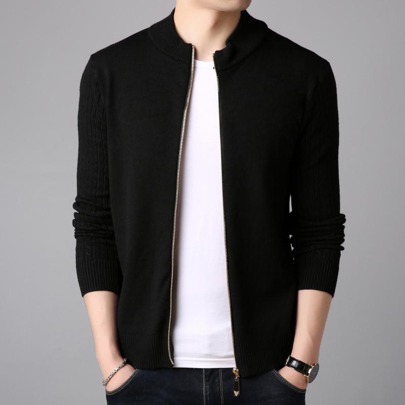

Men's Sweaters Fashion Cardigan Jackets Coats Men Knitted Thick Zipper Casual Knitwear Coat Solid Stand Collar, White;black