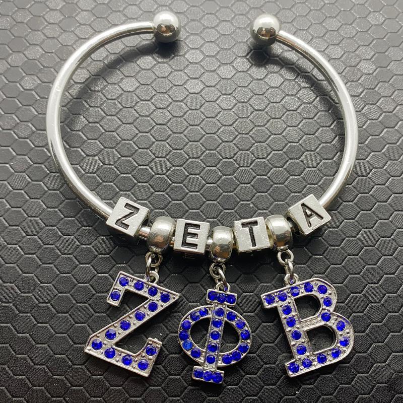 

new Fashion handmade DIY metal letter beads ZETA bracelet sorority society symbol opening bangle