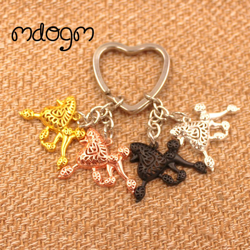 

2020 Cute Poodle Dog Animal Gold Silver Plated Metal Pendant Keychain for Bag Car Women Men Key Ring Love Jewelry K012