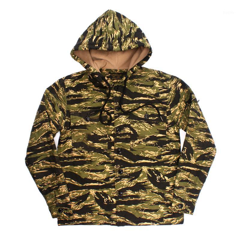 

Autumn Men Tiger Camouflage Hoodie Cotton Coat Tactical Combat Uniform Fleece Inside Outdoor Camping Hunting Jacket1, As pic