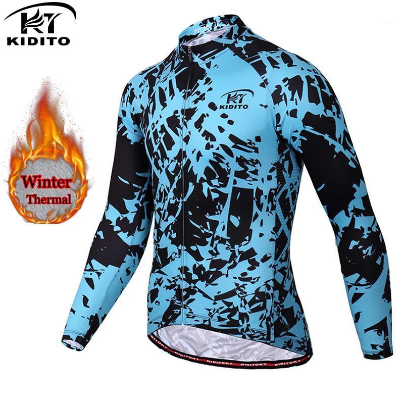 

KIDITOKT Winter Thermal Fleece Long Sleeves Cycling Jersey Keep Warm MTB Bicycle Cycling Wear Racing Bike Clothes1, Cycling jersey only