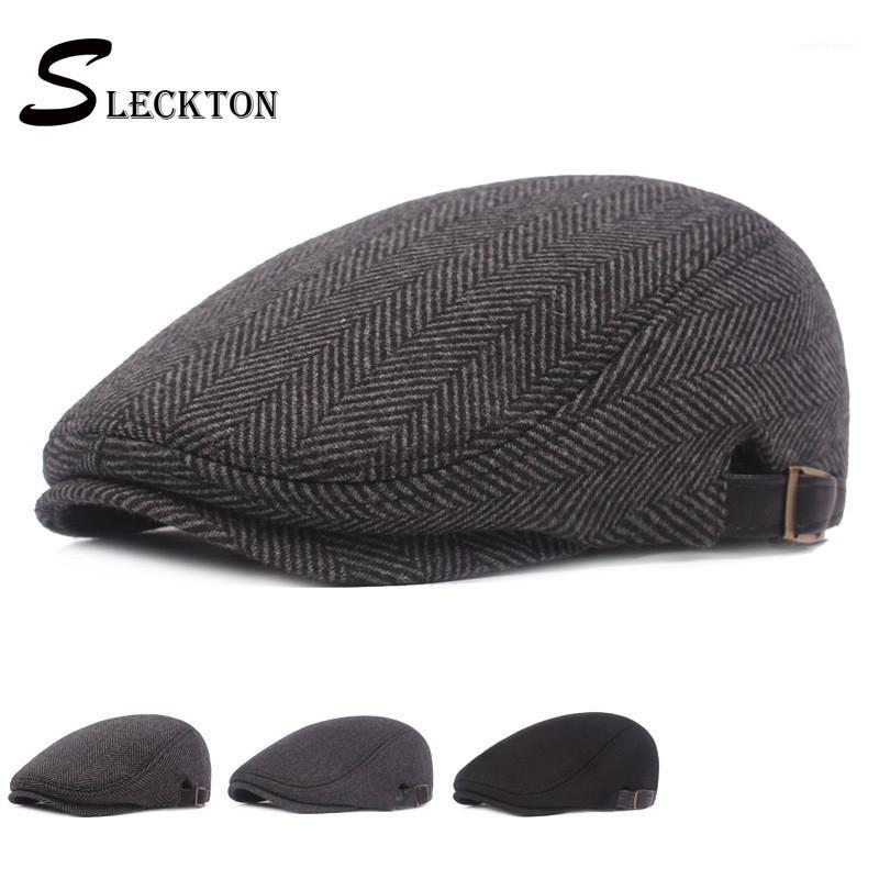 

SLECKTON Herringbone Flat Cap Newsboy Cap Casual Plaid Berets Peaky Blinders Gatsby Baker Boy Winter Hats for Women Men1, C-gray