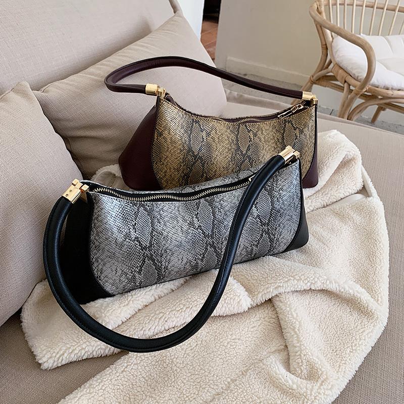 

2021 Fashion Designer Women Shoulder Underarm Bag Lady Brown Serpentine Purse Handbag Female Casual Leather Party Baguette Bags, Black