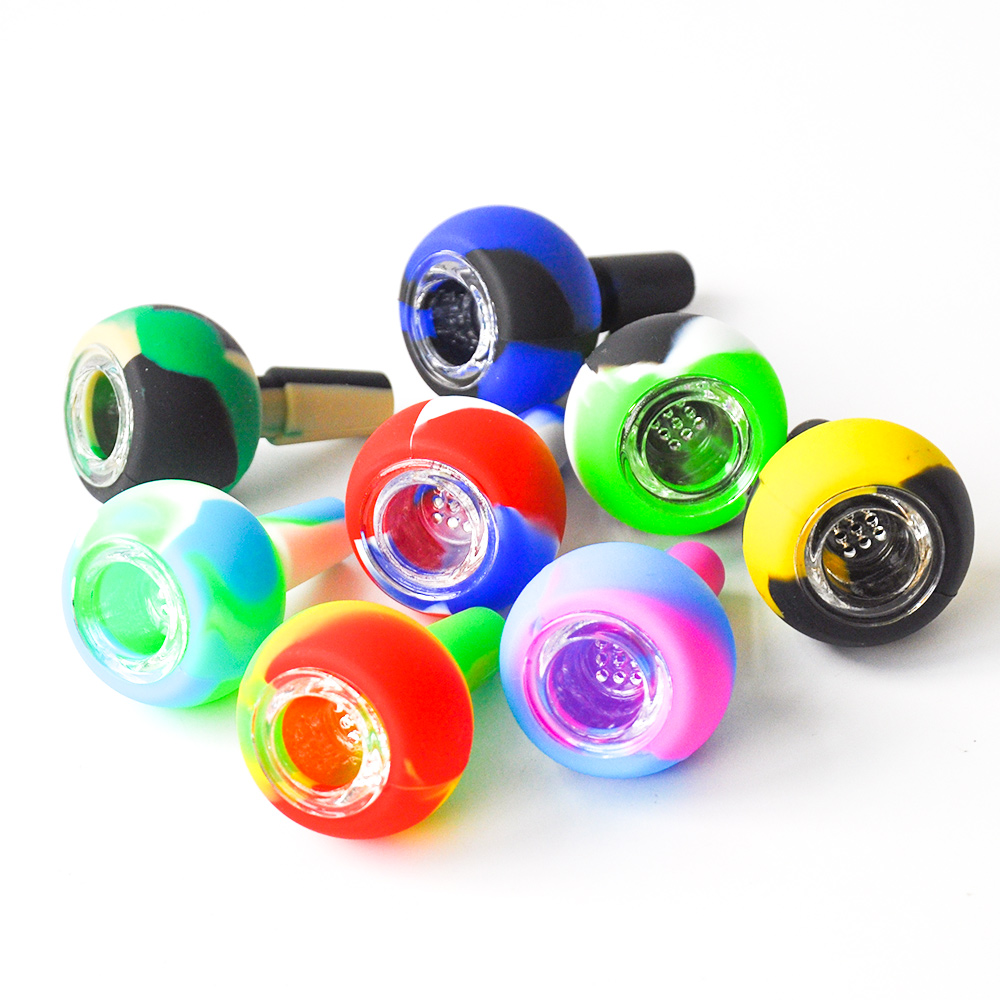 

Silicone Slide Bowl with 14mm Male Tobaccco Bowl Downstem Glass Bowl for Glass Bong Water Pipe Dab Oil Rig smoke pipe
