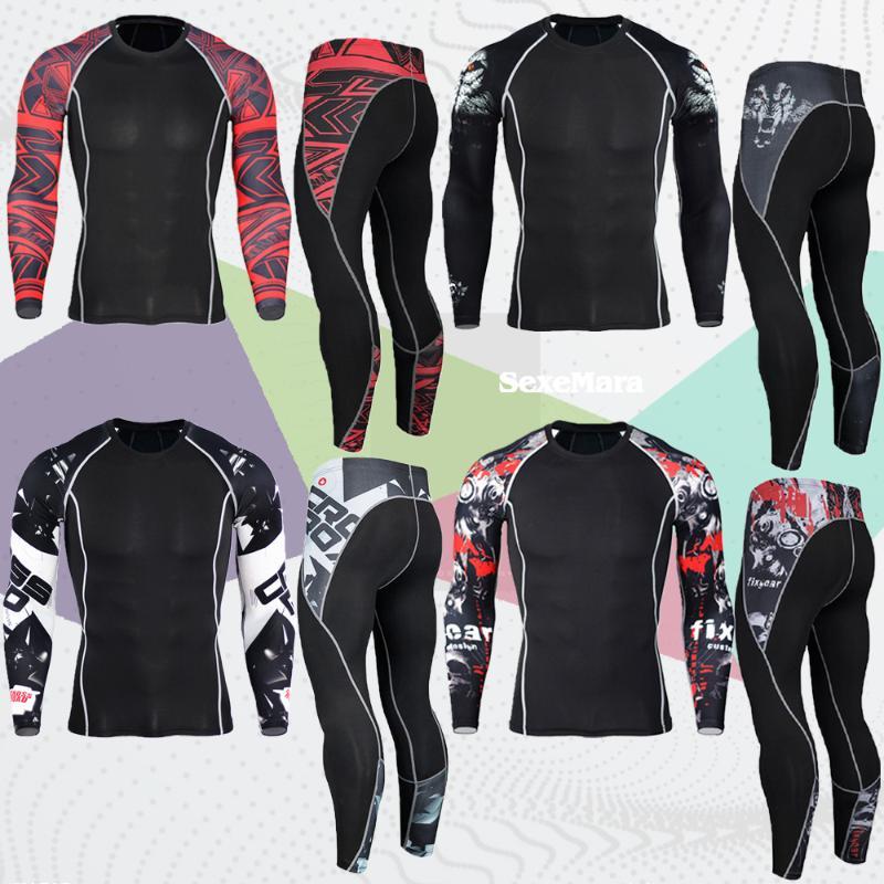 

2020 New Compression Men's Sport Suits Quick Dry Running Clothes Sports Joggers Training Gym Fitness Tracksuits Rashgard Sets, Trousers