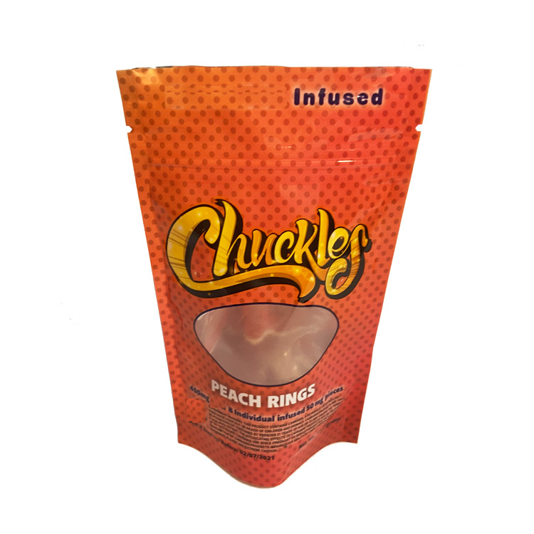 

New Rings Mylar 400mg Bag Zipper Rainbow Belts Gummy Gummies Mini Packaging With Window Packging Bag Chuckles Peach Top And Clear Worms Astx, Red;black