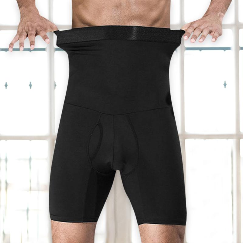 

High Waist Body Shaping Pants Men Sports Shapewear Tight Belly Control Compression Quick Drying Slimming Underwear, Black-l