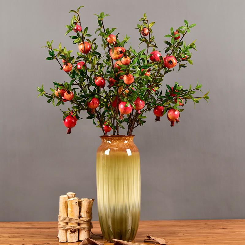 

DIY Projects Home Wedding Hotel Decor Flower Arrangement High Imitation Artificial Floral Branch Pomegranate 6 Fruits, Orange