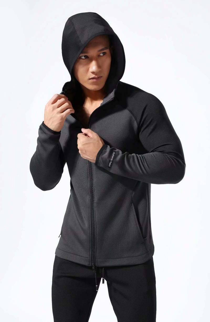 

Men's Running Jackets Sports Coat Hooded Tight Hoodie Gym Football Training Running Jogging Jackets #S9811, Black
