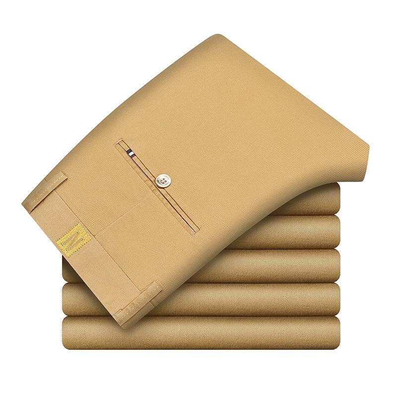

2021New Spring Men's Fashion Business Casual long Pants male Elastic Straight formal Trousers plus big Size - 38, 006 khaki