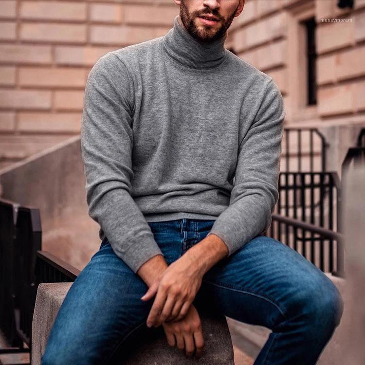 

Fashion Turtleneck Sweater Men Long Sleeve Solid Casual Knitted Thin Pullover Streetwear 2020 Fitness Men Sweaters1, Black