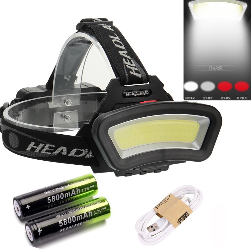 

80000LM Floodlight COB LED Headlamps LED Headlight Camping Head Torch 3Modes Head Lantern 2*18650 Rechargeable Frontal HeadLamp