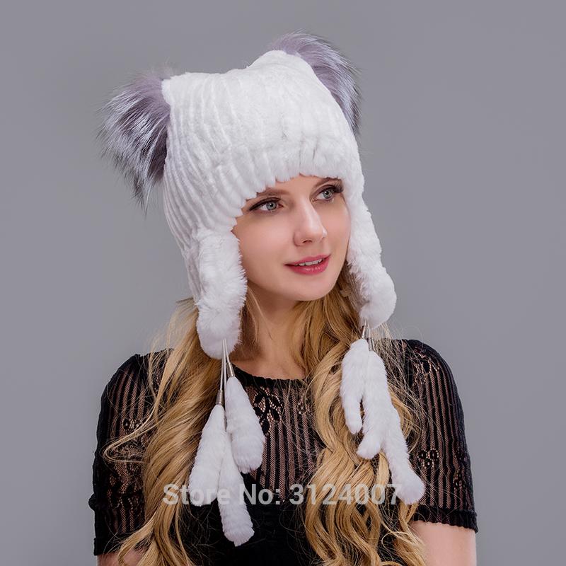 

hat cap cover ear ear winter female Korean color fur hat children winter tide, White