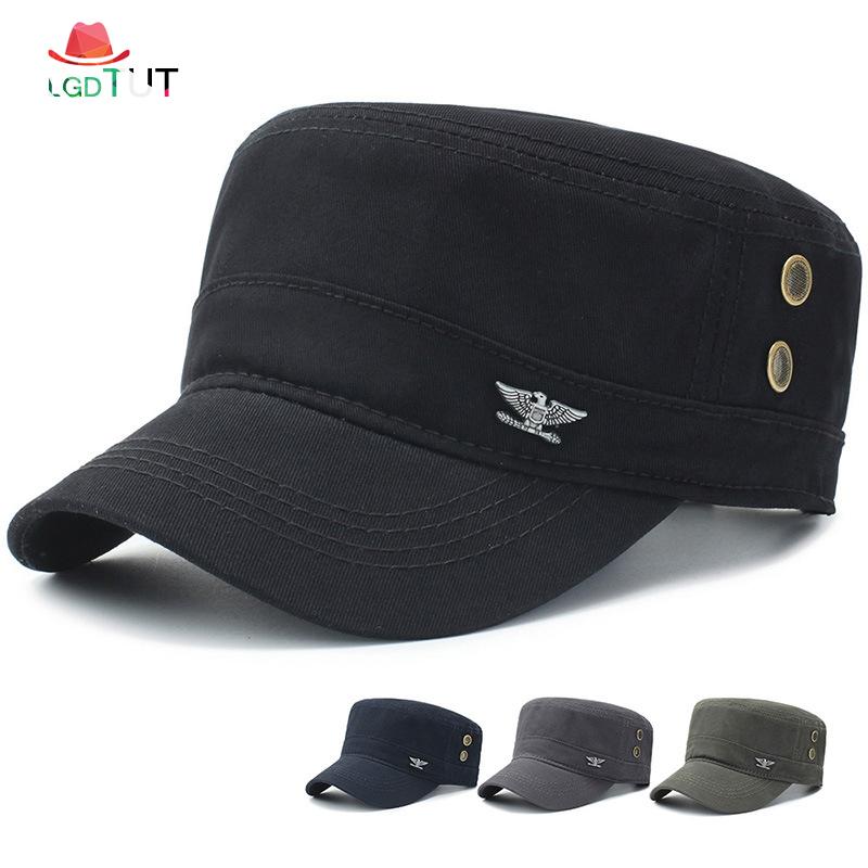 

2020 Cap Men Cap Spring Autumn Men Hats Men's Flat Top Cotton Army Black Hats Man Hat