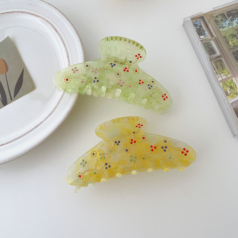 

Length 11 CM Colorful Flowers Diamond Hair Clamps Women Acetic Acid Alloy Scrunchies Claw Clips Girls Wash Shower Headdress Ponytail Hairpins Hair Accessories