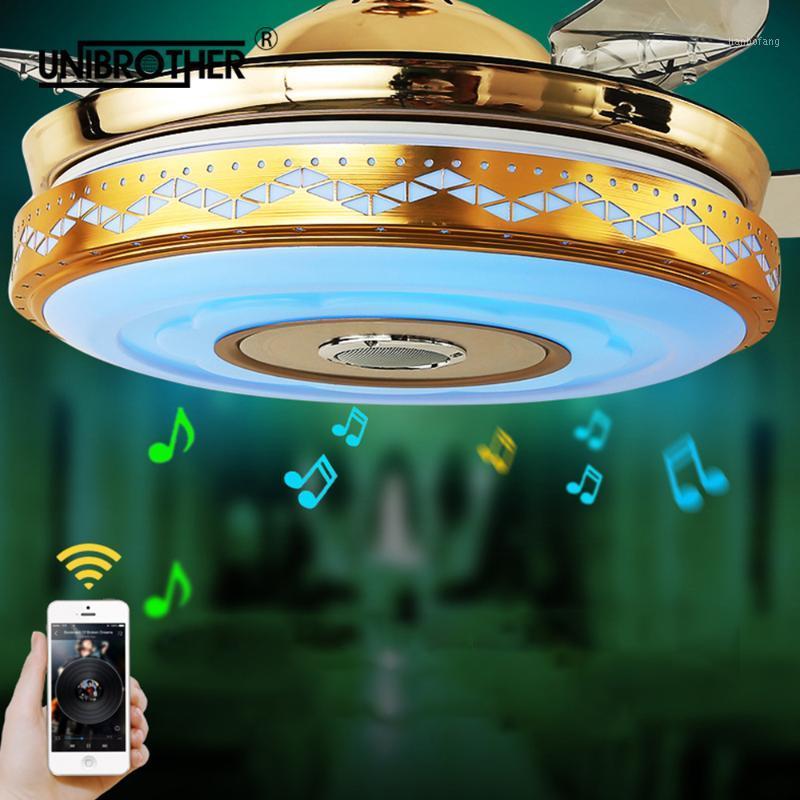 

musical ceiling 42 inch fan with light Phone APP Smart Fans Bluetooth music lamp remote control bedroom lamps home 40w Inverter1