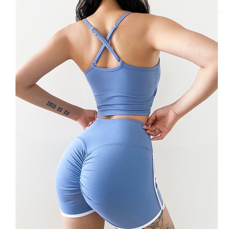 

2PCS Sexy Yoga Set Women Fitness Running Set Elasticity Sports Vest Workout Shorts Gym Sportswear Lift Hip Sports Suit1, Ligth grey